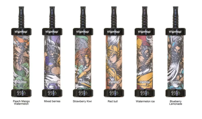 Six HIPHOP E-HOOKAN 80K flavours in a slim shisha-inspired design