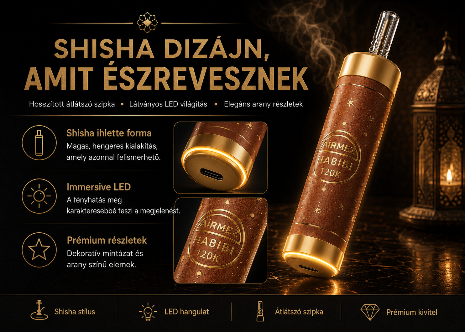 Airmez HABIBI 120K LED lighting and transparent mouthpiece