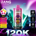 Bang Legend 120K Puffs 5-in-1 – Strawberry Watermelon, Grape Ice, Red Mojito, Banana Ice and Lemon Lime