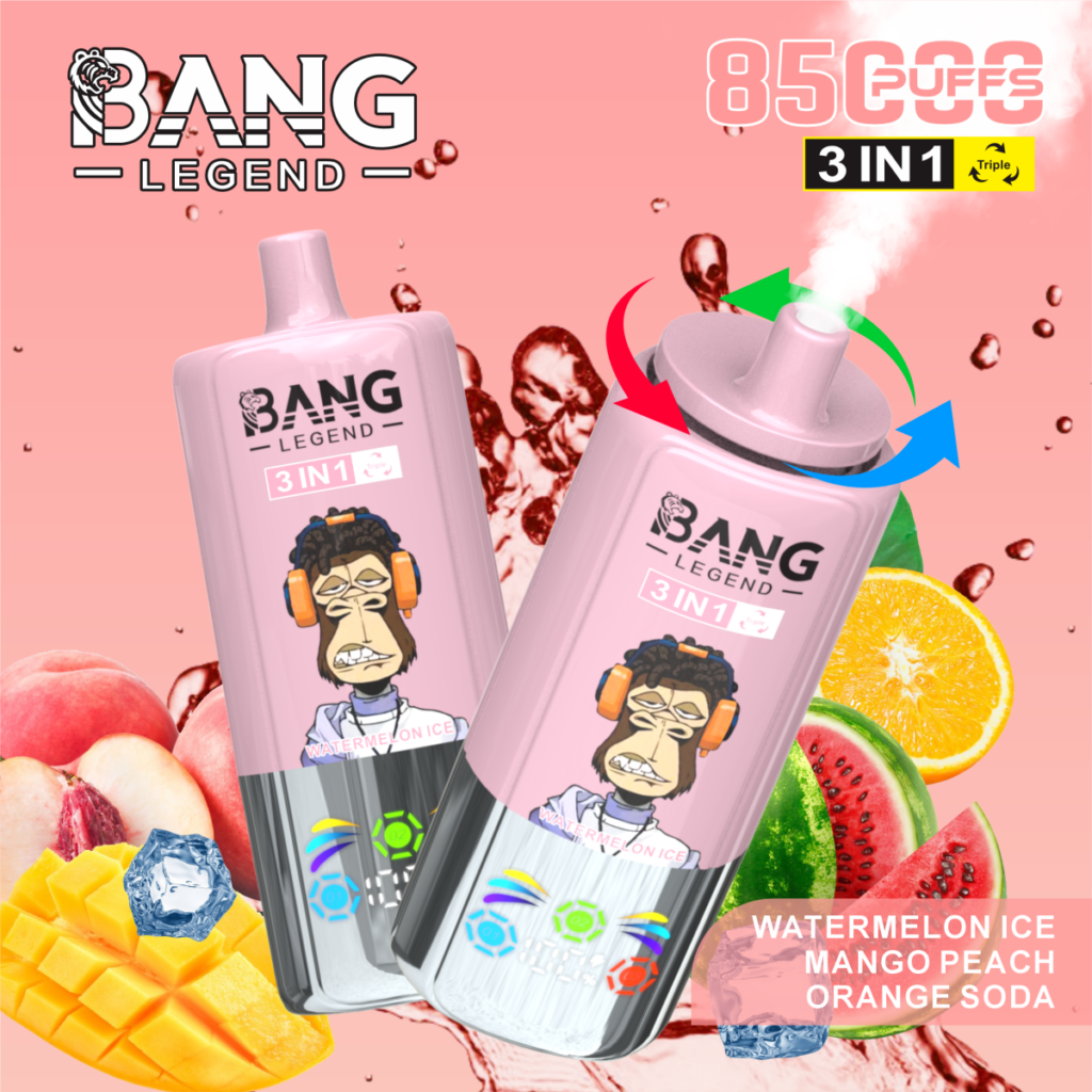 Bang Legend 85K Puffs 3-in-1 – Watermelon Ice, Mango Peach and Orange Soda