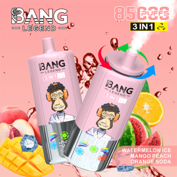 Bang Legend 85K Puffs 3-in-1 – Watermelon Ice, Mango Peach and Orange Soda