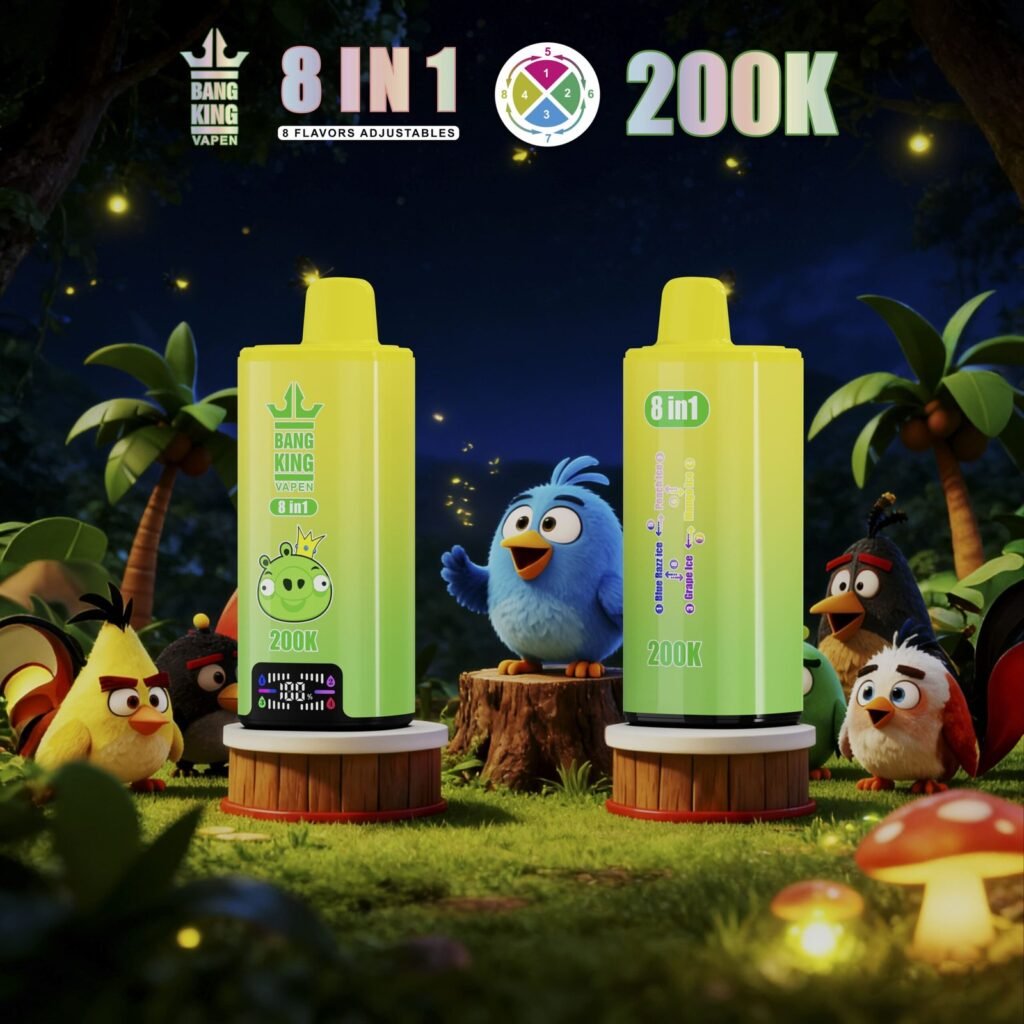 Bang King 200K Puffs – Blue Razz Ice, Peach Ice, Grape Ice and Mango Ice