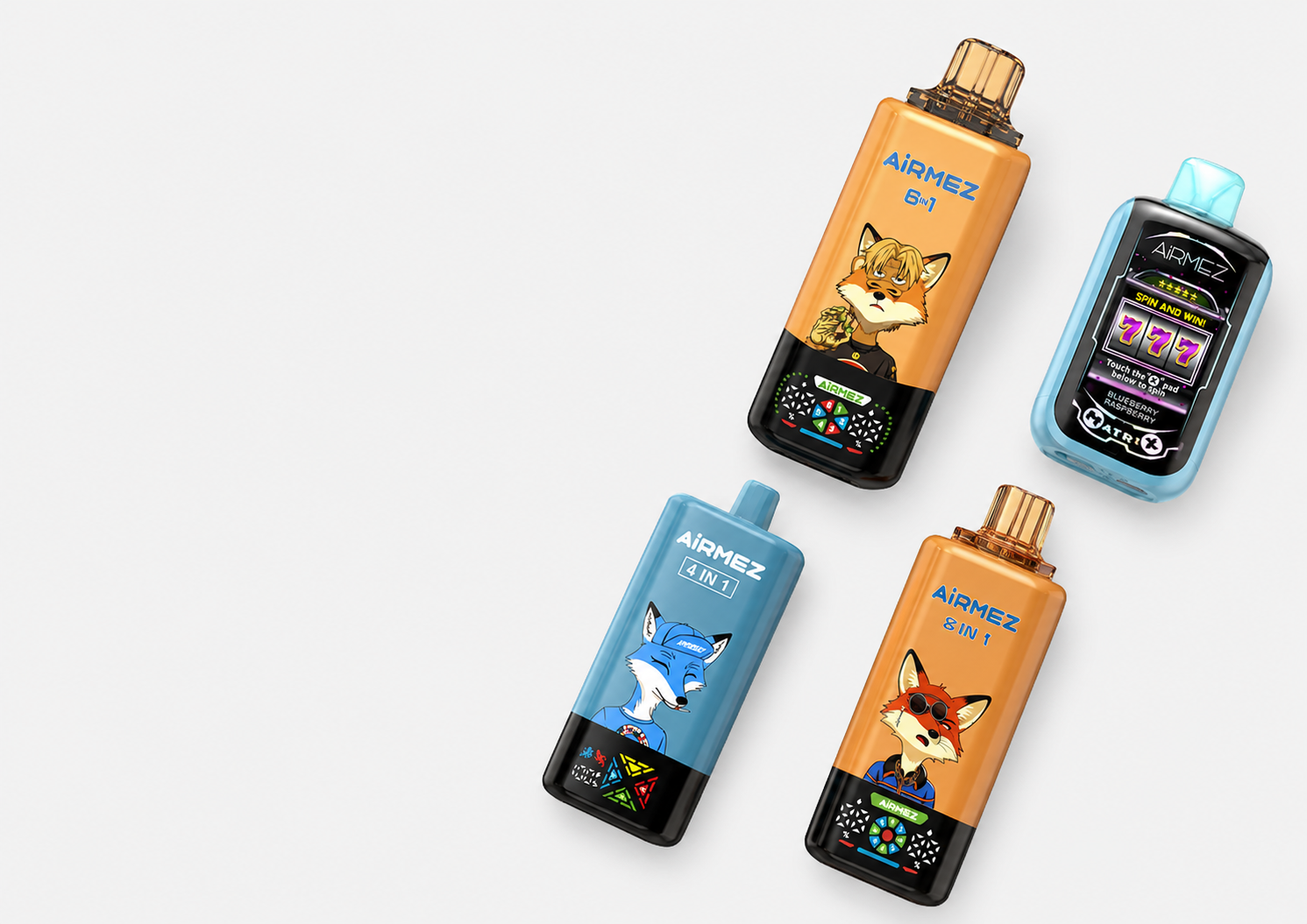 AIRMEZ disposable e-cigarettes – 4-in-1, 6-in-1, and 8-in-1 models