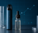 E-cigarette and e-liquid bottle with laboratory measuring vessels