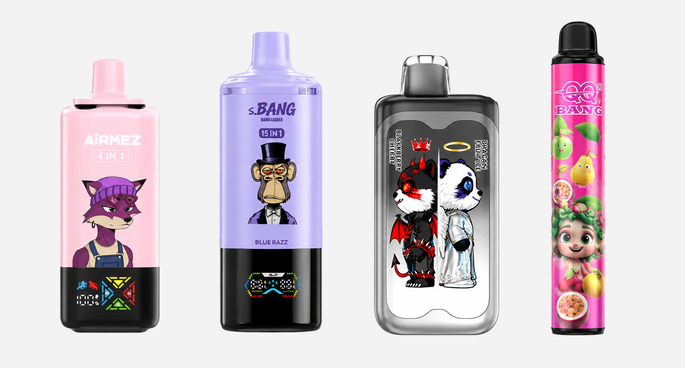 Four disposable e-cigarettes from different brands – Vapesells